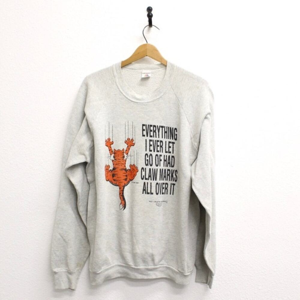 Vintage Kitty Cat Claw Marks All Over Sweatshirt XXL 2X